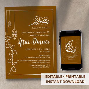 Convite Jantar de Iftar da Linha Branca Moderna do Ramadão