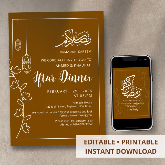 Convite Jantar de Iftar da Linha Branca Moderna do Ramadão (Criador carregado)