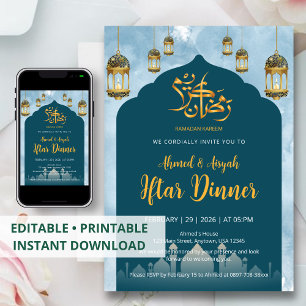 Convite Jantar de Iftar da Mesquita Azul Moderna e Lantern
