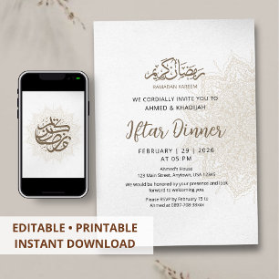 Convite Jantar de Iftar de Ramadão em papel Mandala Vintag
