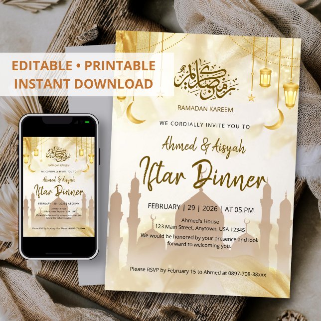 Convite Jantar de Iftar no Ramadan na Mesquita do Lantern  (Criador carregado)