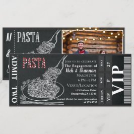 Convite Jantar de Macarrão Noivado Giz Foto Bilhete do Jan