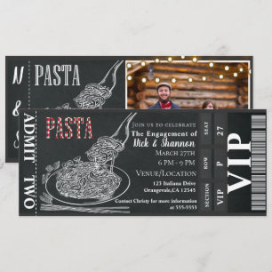Convite Jantar de Macarrão Noivado Giz Foto Bilhete do Jan