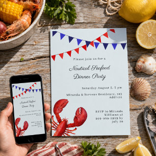 Convite Jantar de Mariscos Festa de Verão Náutica