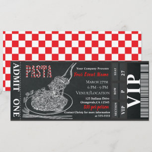 Convite Jantar de Massa Giz VIP Bilhete de Jantar Rústico