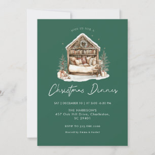 Convite Jantar de Natal aquarela aconchegante