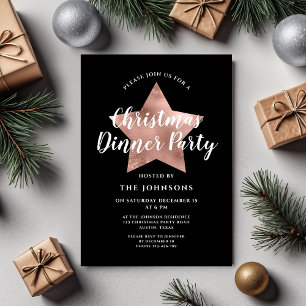 Convite Jantar de Natal com Estrela de Ouro Rosa Negra