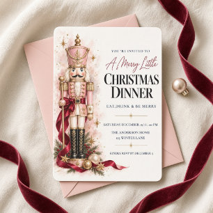 Convite Jantar de Natal com quebra-nozes rosa