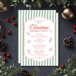Convite Jantar de Natal Corporativo Vermelho Verde Salvia