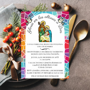 Convite Jantar de Natal Cristão Glória a Deus Espanhol
