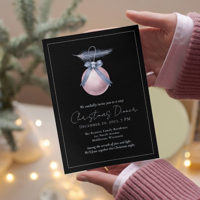 Convite Jantar de Natal Elegante Aquarela Personalizada (Criador carregado)