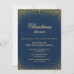 Convite Jantar de Natal Elegante Dourado Naval Glam
