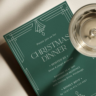 Convite Jantar de Natal Elegante   Férias Verdes
