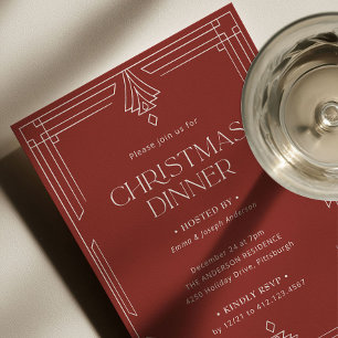 Convite Jantar de Natal Elegante   Férias Vermelhas