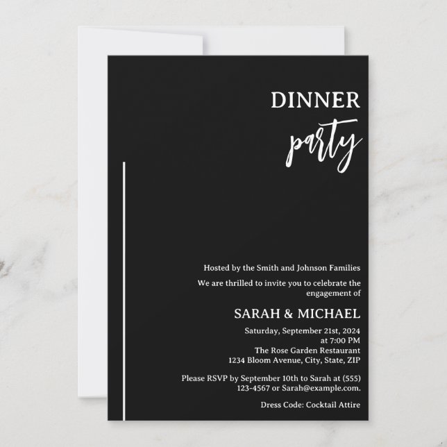 Convite Jantar de Noivado Elegante (Frente)