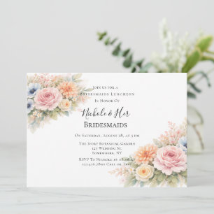 Convite Jantar de Noivas com Florais em Aquarela Suave