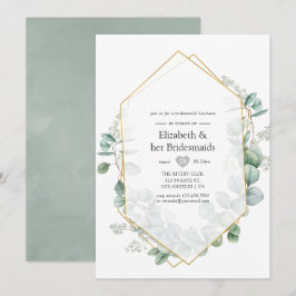 Convite Jantar de Noivas Geométrico de Eucalipto Sage Prat