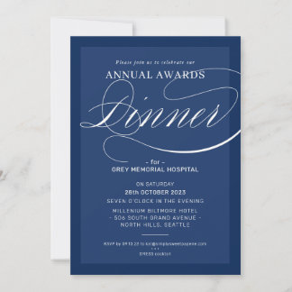 Convite JANTAR DE PREMIAÇÃO evento empresarial azul marinh