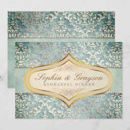 Convite Jantar de Prova de Casamento em Damasko Verde com 