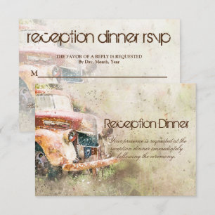Convite Jantar de Recepção em Caminhão Rústico Antigo RSVP