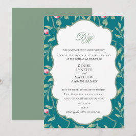 Convite Jantar de Rehearsal Azul do Porto e Verde Basilico