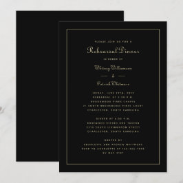 Convite Jantar de Rehearsal Casamento Elegante Preto e Dou