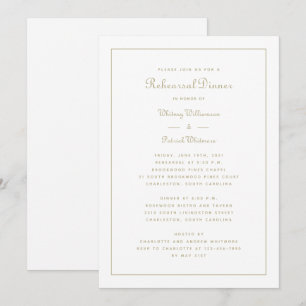 Convite Jantar de Rehearsal Casamento Script Elegante Dour