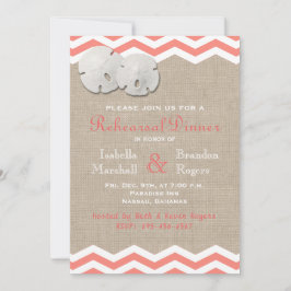 Convite Jantar de Rehearsal Coral Dólar de Areia & Chevron