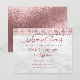 Convite Jantar de Rehearsal da PixDezines/Renda Dourada Ro