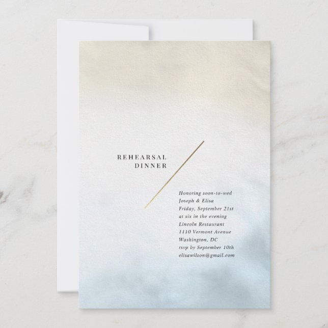 Convite Jantar de Rehearsal de Aquarela Moderna (Frente)