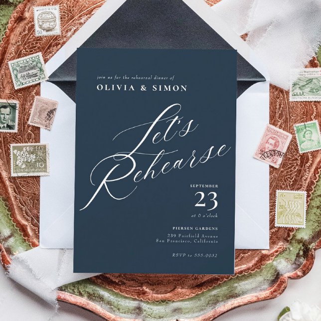 Convite Jantar de Rehearsal de Caligrafia Chic Elegante (Criador carregado)