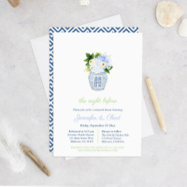Convite Jantar de Rehearsal de Casamento Azul e Branco Ele