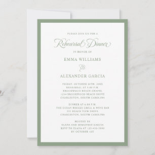 Convite Jantar de Rehearsal de Casamento Elegante Verde Sa