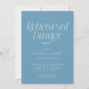 Convite Jantar de Rehearsal de Casamento Minimalista Azul