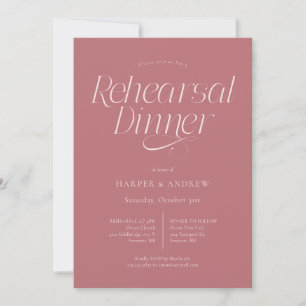 Convite Jantar de Rehearsal de Casamento Minimalista Rosa