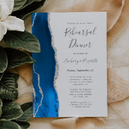 Convite Jantar de Rehearsal de Casamento Royal Blue Silver