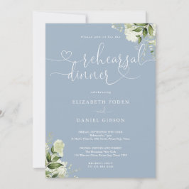 Convite Jantar de Rehearsal de Coração de Verde Desbotado 