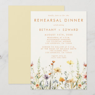 Convite Jantar de Rehearsal de Flor Silvestre Rústica de C