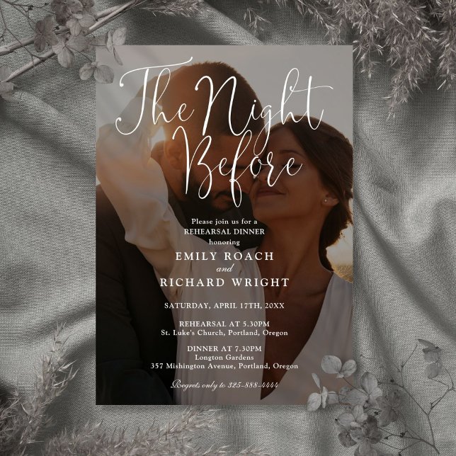 Convite Jantar de Rehearsal do Script da Noite Anterior (The Night Before Script Photo Rehearsal Dinner Invitation)