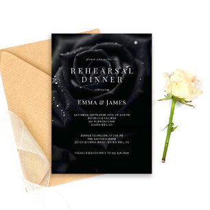 Convite Jantar de Rehearsal Elegante Floral Rose Midnight