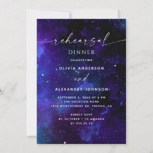 Convite Jantar de Rehearsal Espacial Casamento Celestial