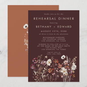 Convite Jantar de Rehearsal Floral Marrom Outono Elegante