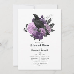 Convite Jantar de Rehearsal Glam Purple Raven Gothic