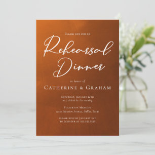 Convite Jantar de Rehearsal Laranja Queimada Rústica
