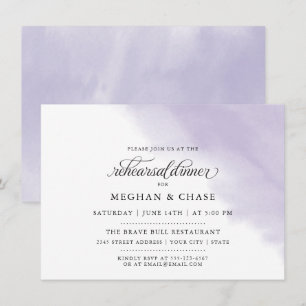 Convite Jantar de Rehearsal   Lilac Amethyst Aquarela