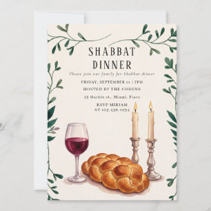Convite Jantar de Shabbat Costume Família Judaica