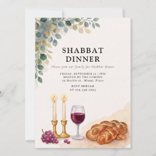Convite Jantar de Shabbos Jantar de Shabbat Família Judaic