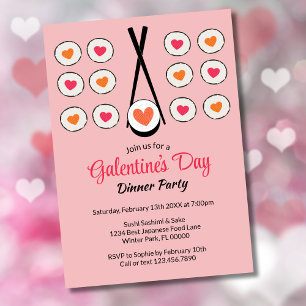 Convite Jantar de Sushi do Dia de Galentine's Day no Dia d