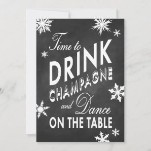 Convite Jantar de Treino de Inverno Hora de Beber Champanh