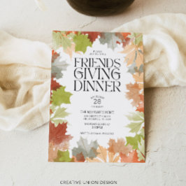 Convite Jantar do Friendsgiving Folhas de Outono Jantar Rú